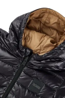 Chaqueta de plumón reversible repelente al agua con detalles de logos para niños