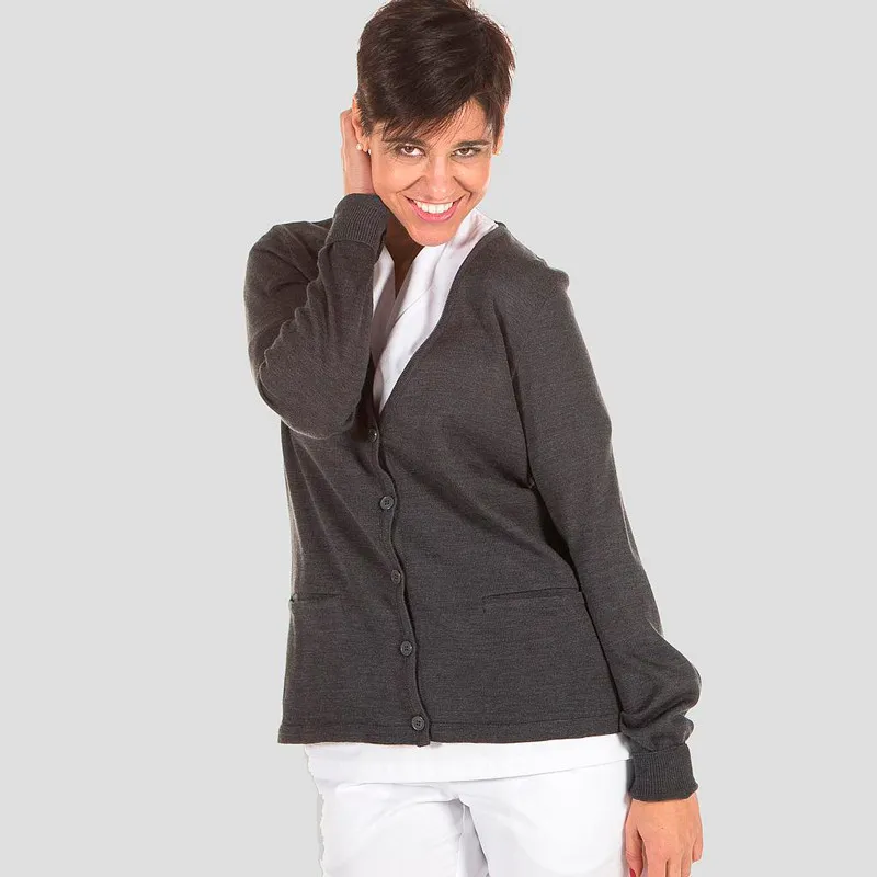 CHAQUETA DE PUNTO MUJER GRIS MARENGO CON BOTONES  GARY'S