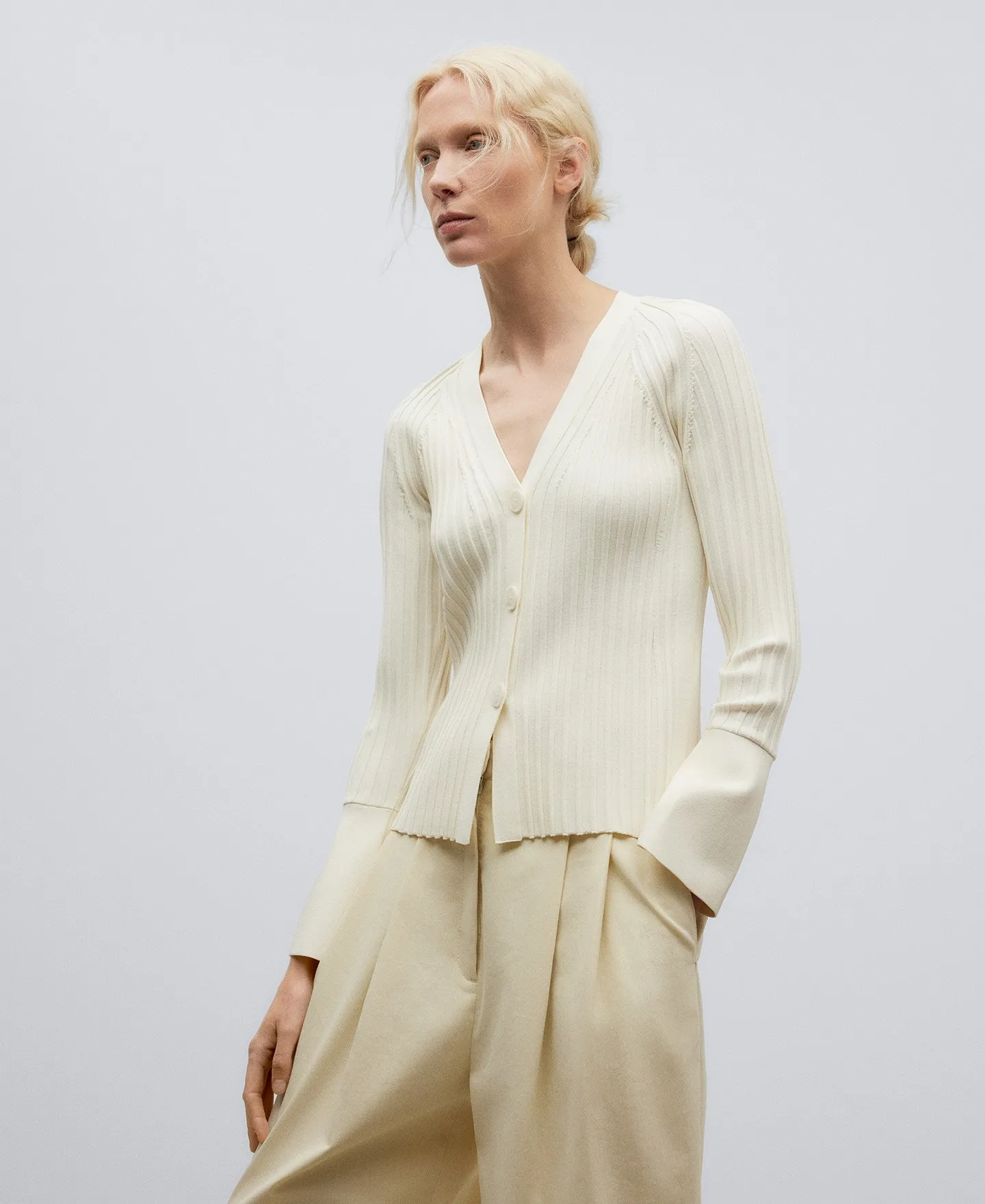 Chaqueta en canalé crudo mujer