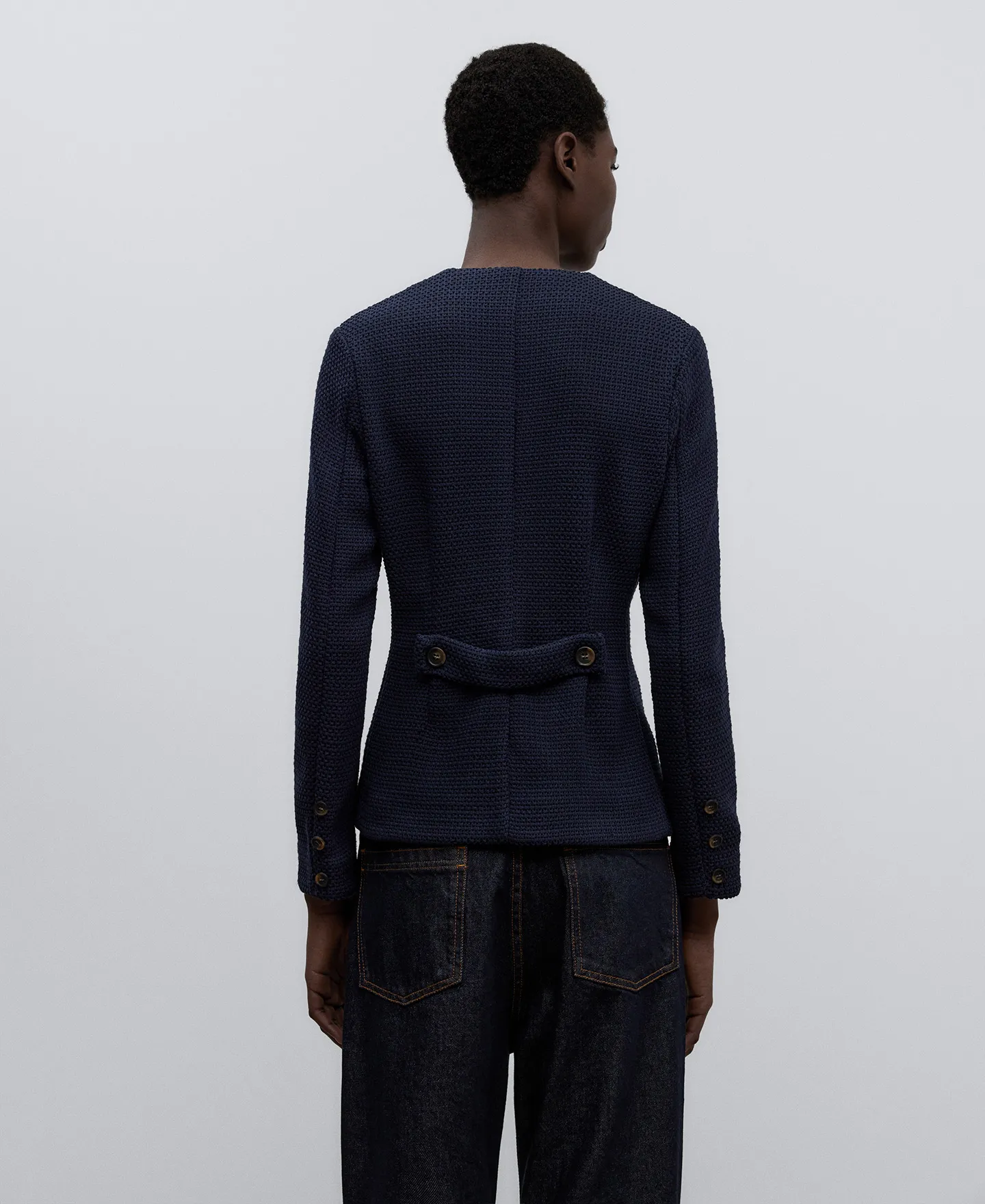 Chaqueta entallada azul marino mujer