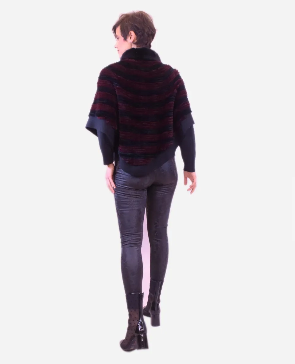 Chaqueta estilo poncho de pelo de mujer de rex tricotado