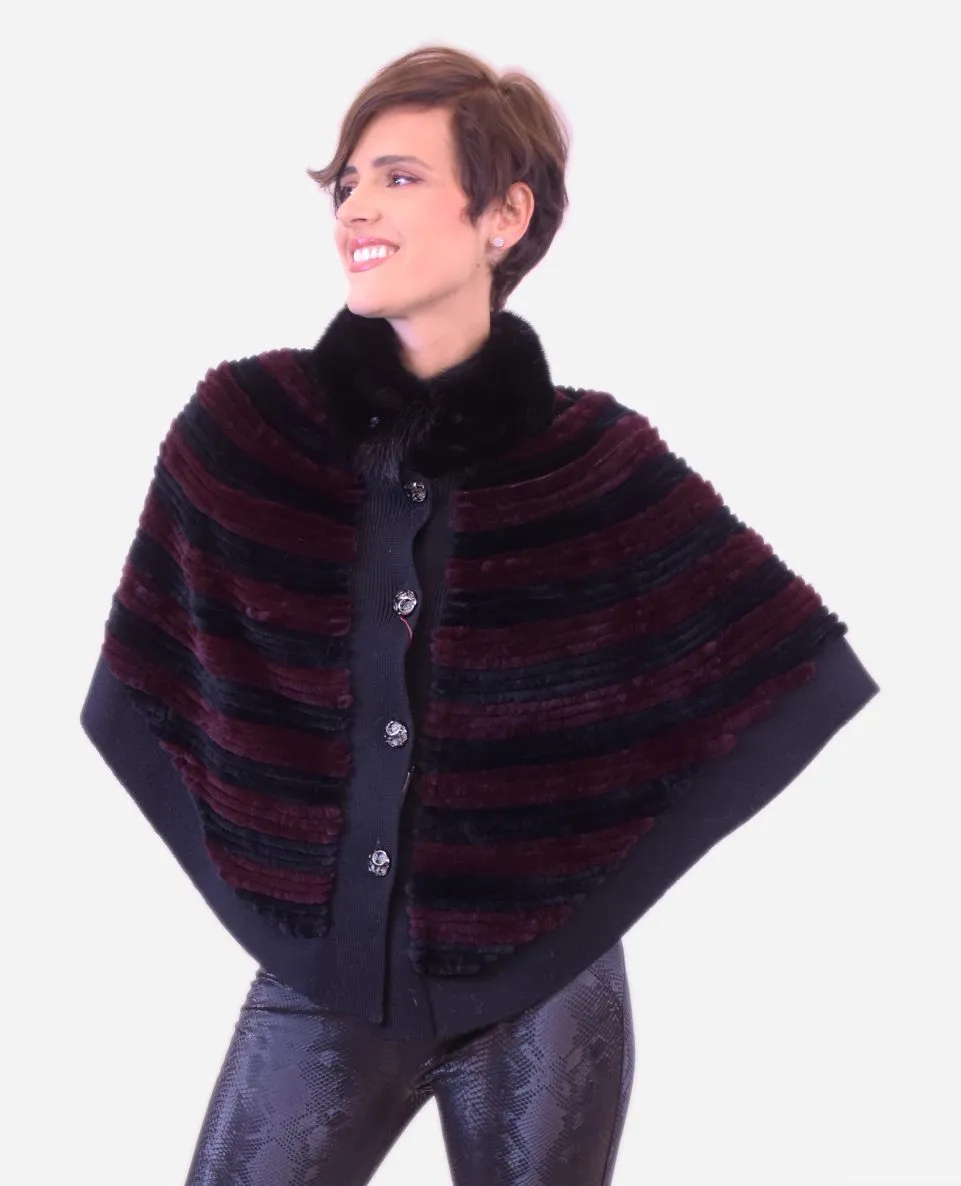 Chaqueta estilo poncho de pelo de mujer de rex tricotado