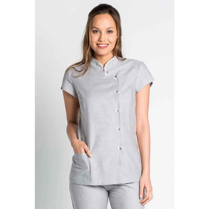 CHAQUETA GRIS CRUZADA CON BOTóN CUADRADO  DYNEKE