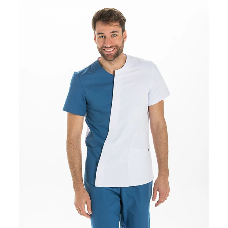 CHAQUETA HOMBRE MICROFIBRA ASIMéTRICA AZUL MANGA CORTA  DYNEKE