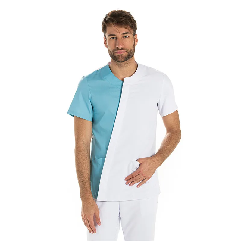 CHAQUETA HOMBRE MICROFIBRA ASIMéTRICA TURQUESA MANGA CORTA  DYNEKE