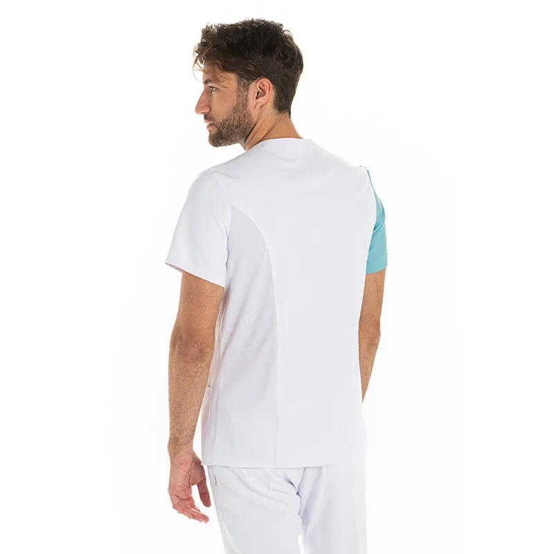 CHAQUETA HOMBRE MICROFIBRA ASIMéTRICA TURQUESA MANGA CORTA  DYNEKE