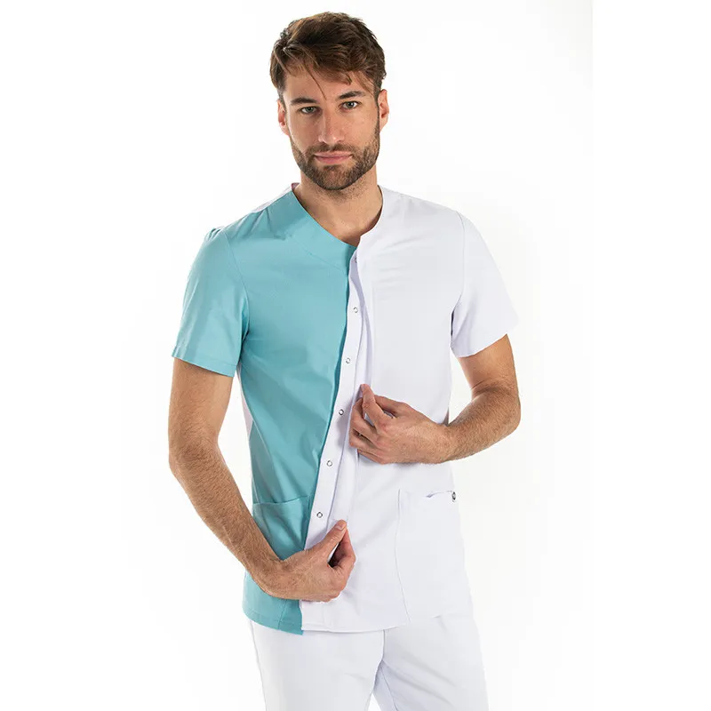CHAQUETA HOMBRE MICROFIBRA ASIMéTRICA TURQUESA MANGA CORTA  DYNEKE
