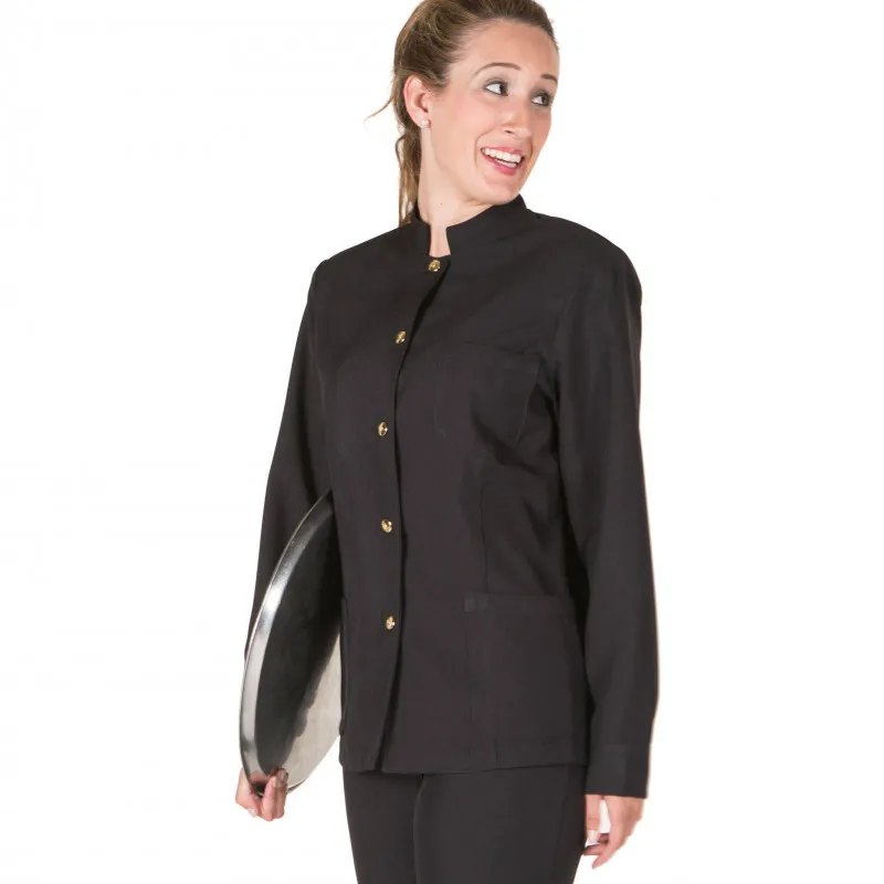 CHAQUETA HOSTELERíA MUJER MAO NEGRA CON BOTóN DORADO  GARY'S