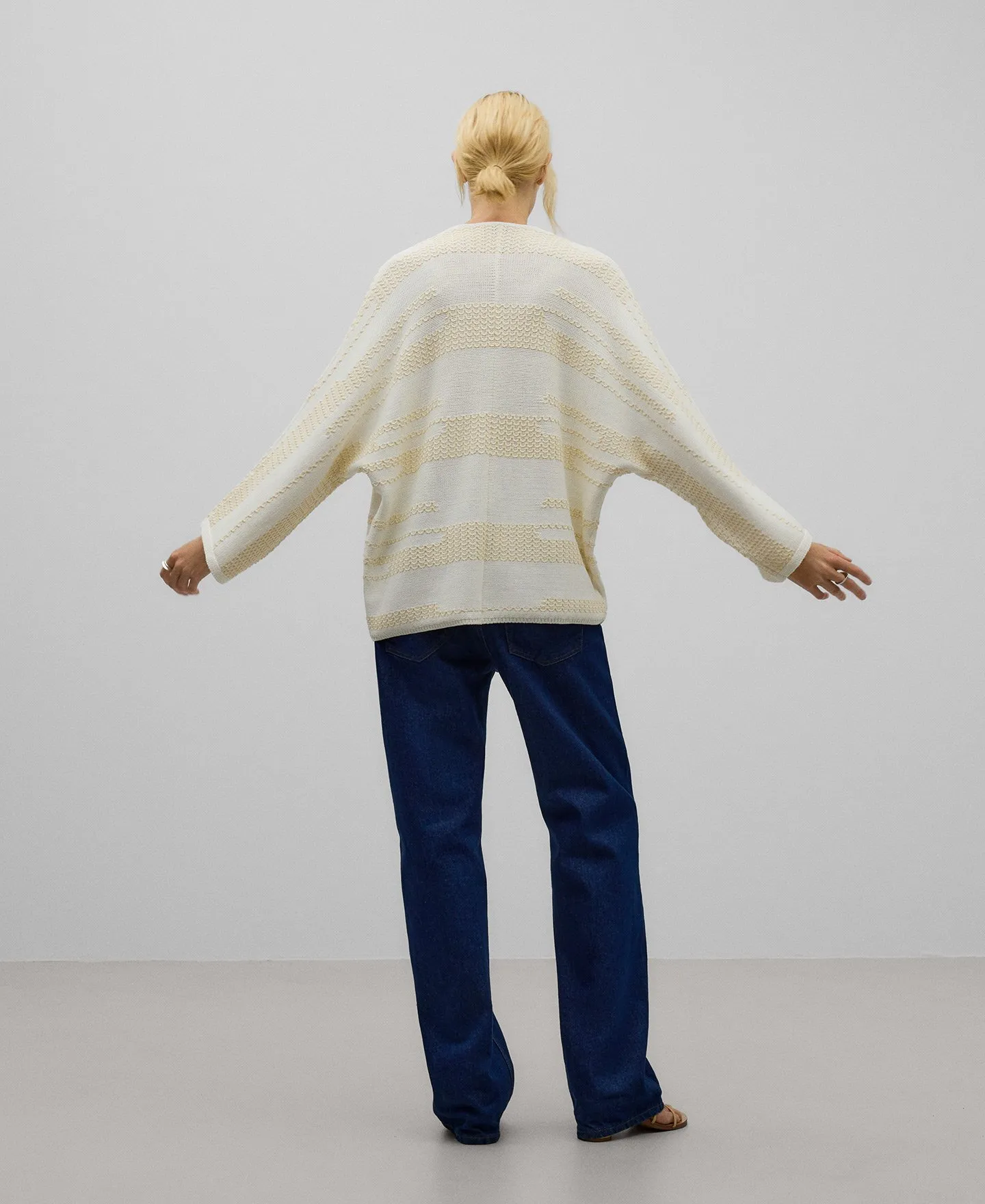Chaqueta jacquard crudo mujer