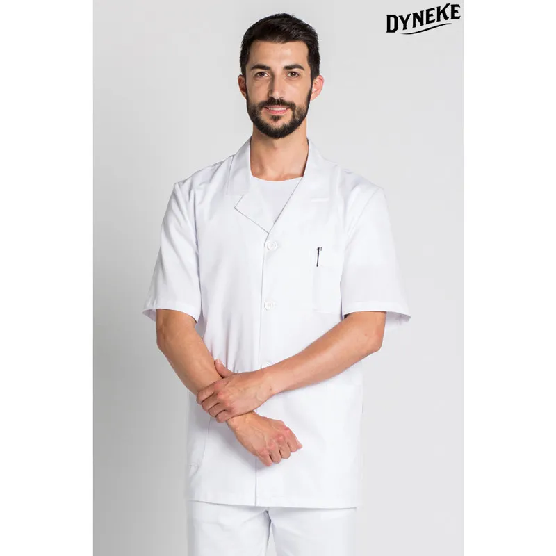 CHAQUETA LABORAL BLANCA CON SOLAPA MANGA CORTA  DYNEKE