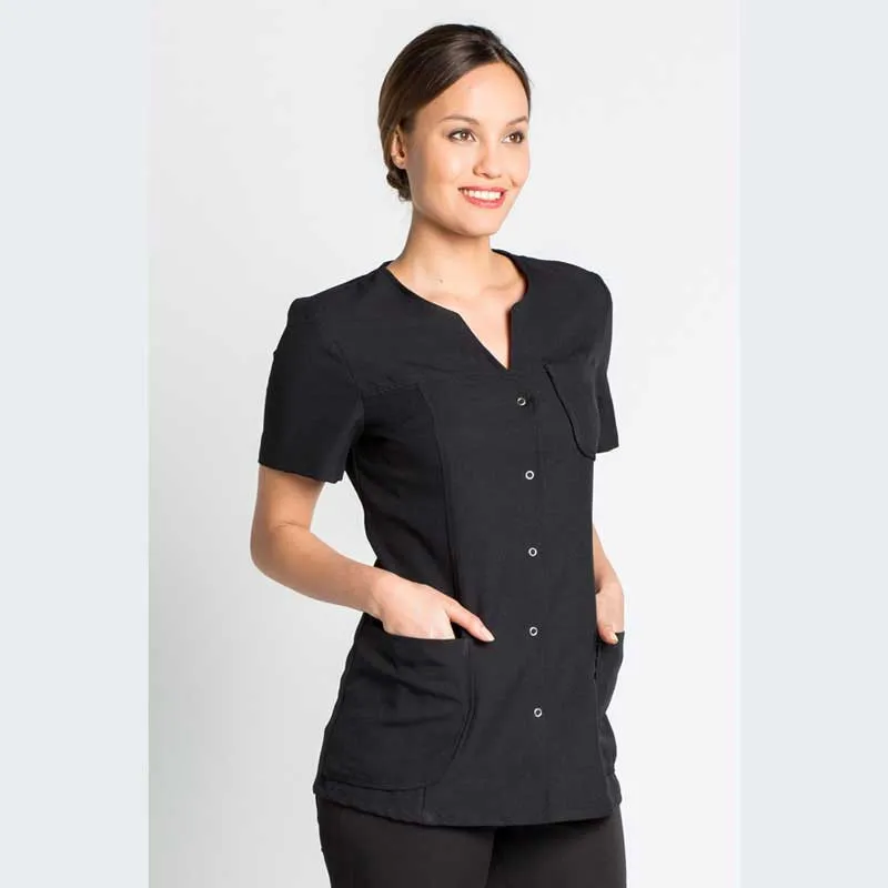 CHAQUETA LABORAL BáSICA DE MUJER NEGRA MANGA CORTA  DYNEKE
