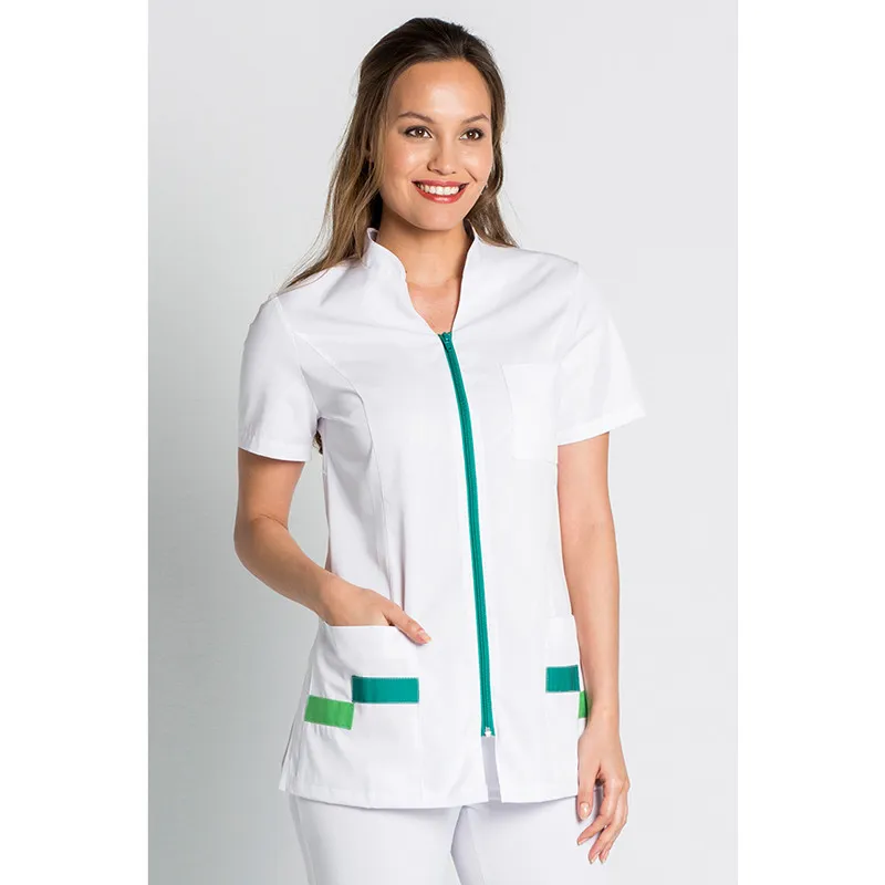 CHAQUETA LABORAL DE MUJER MANGA CORTA CONTRASTE VERDE  DYNEKE