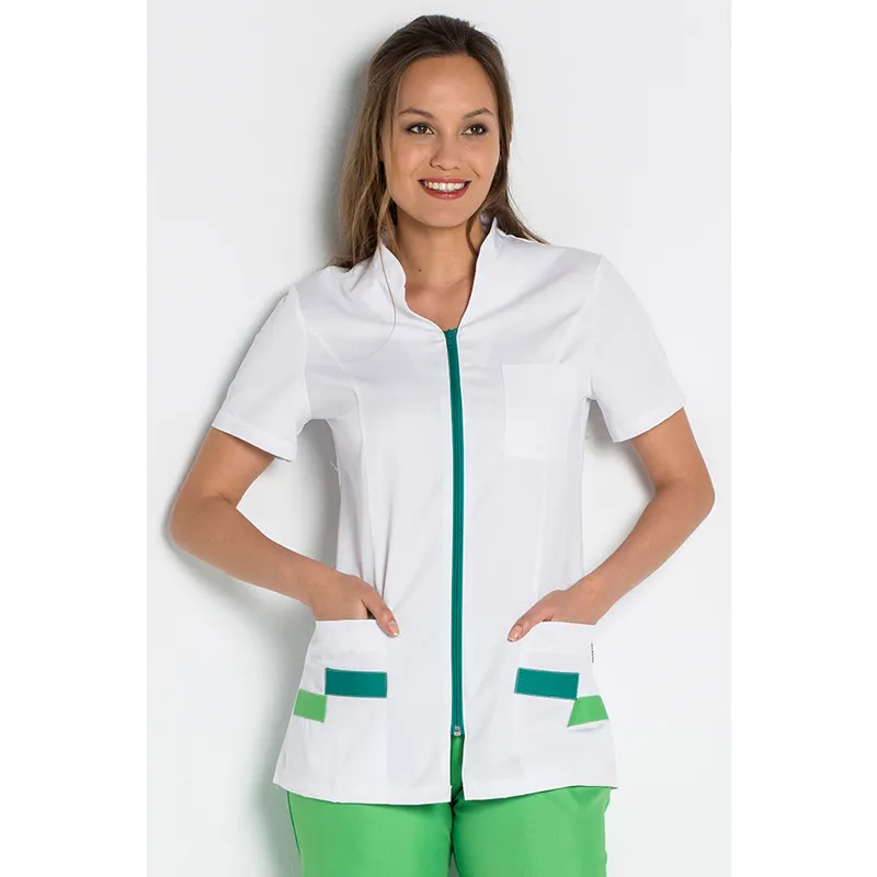CHAQUETA LABORAL DE MUJER MANGA CORTA CONTRASTE VERDE  DYNEKE
