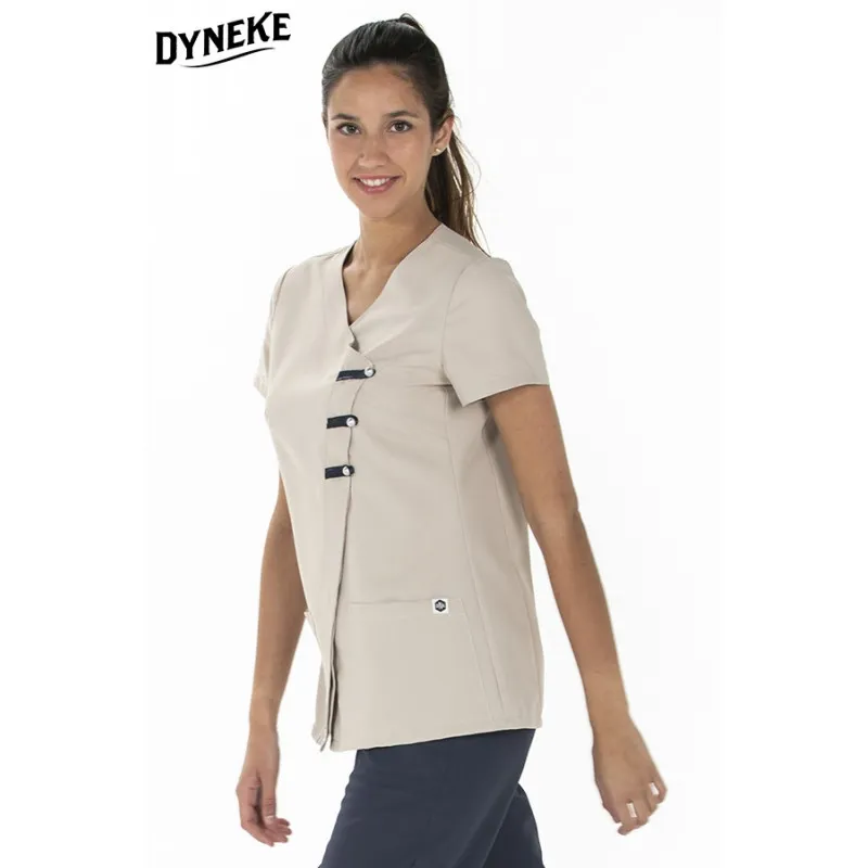 CHAQUETA LABORAL DE MUJER MICROFIBRA BEIGE CON PRESILLAS  DYNEKE