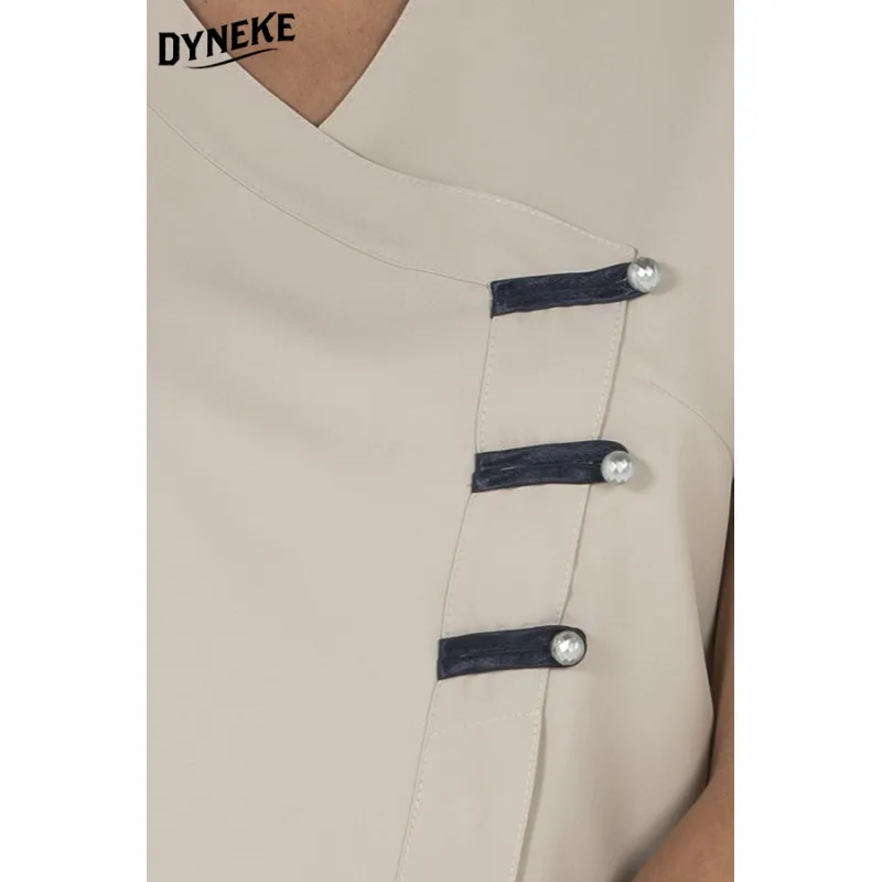 CHAQUETA LABORAL DE MUJER MICROFIBRA BEIGE CON PRESILLAS  DYNEKE