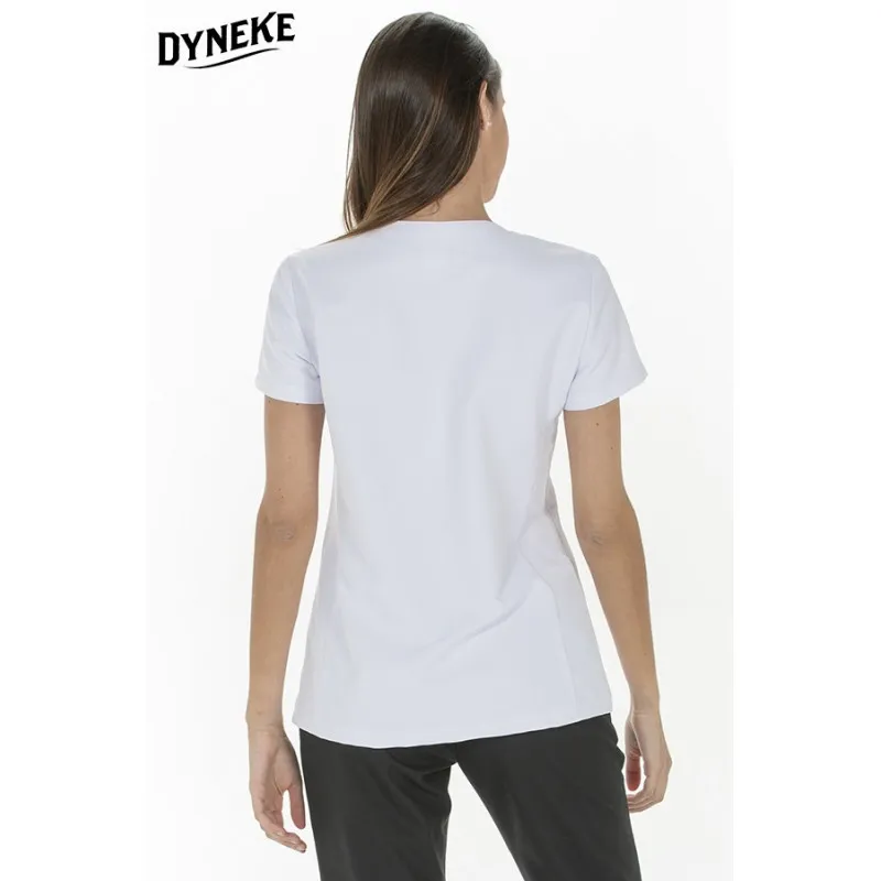 CHAQUETA LABORAL DE MUJER MICROFIBRA BLANCA CON PRESILLAS  DYNEKE