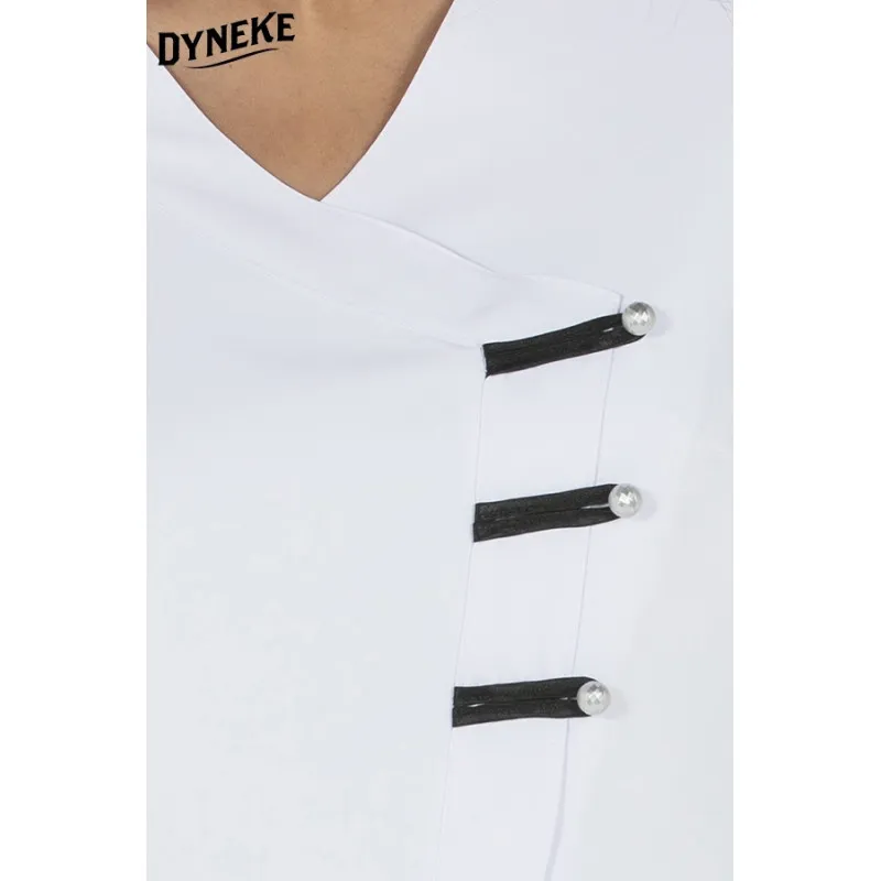 CHAQUETA LABORAL DE MUJER MICROFIBRA BLANCA CON PRESILLAS  DYNEKE