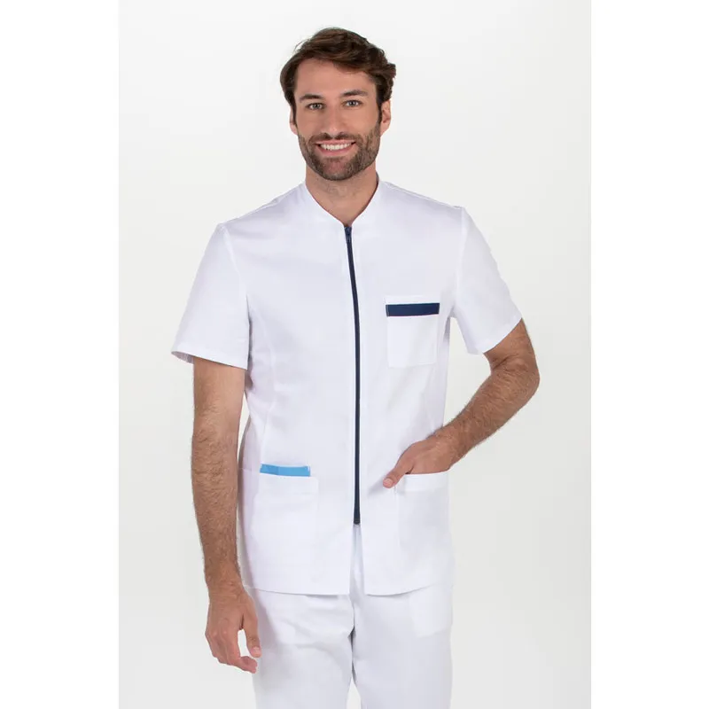 CHAQUETA LABORAL HOMBRE MANGA CORTA CONTRASTE AZUL  DYNEKE