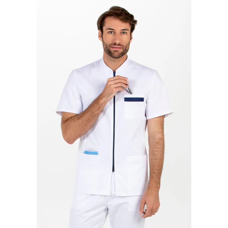 CHAQUETA LABORAL HOMBRE MANGA CORTA CONTRASTE AZUL  DYNEKE