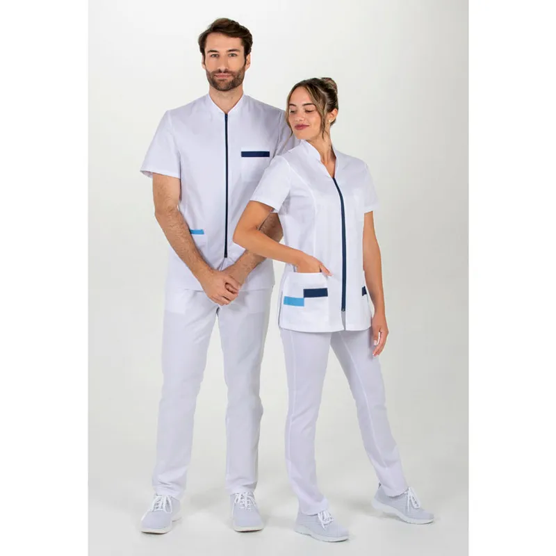 CHAQUETA LABORAL HOMBRE MANGA CORTA CONTRASTE AZUL  DYNEKE