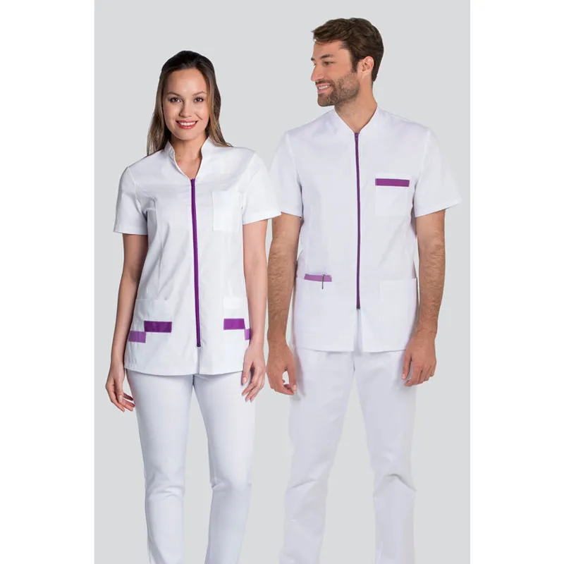 CHAQUETA LABORAL HOMBRE MANGA CORTA CONTRASTE MORADO  DYNEKE