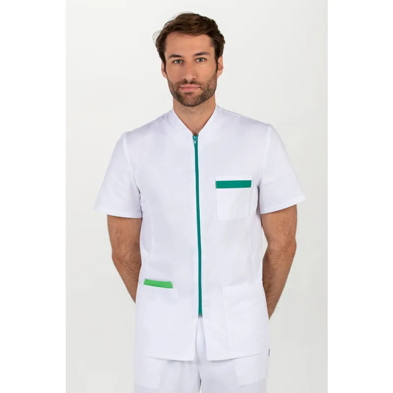 CHAQUETA LABORAL HOMBRE MANGA CORTA CONTRASTE VERDE  DYNEKE