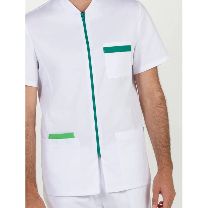CHAQUETA LABORAL HOMBRE MANGA CORTA CONTRASTE VERDE  DYNEKE