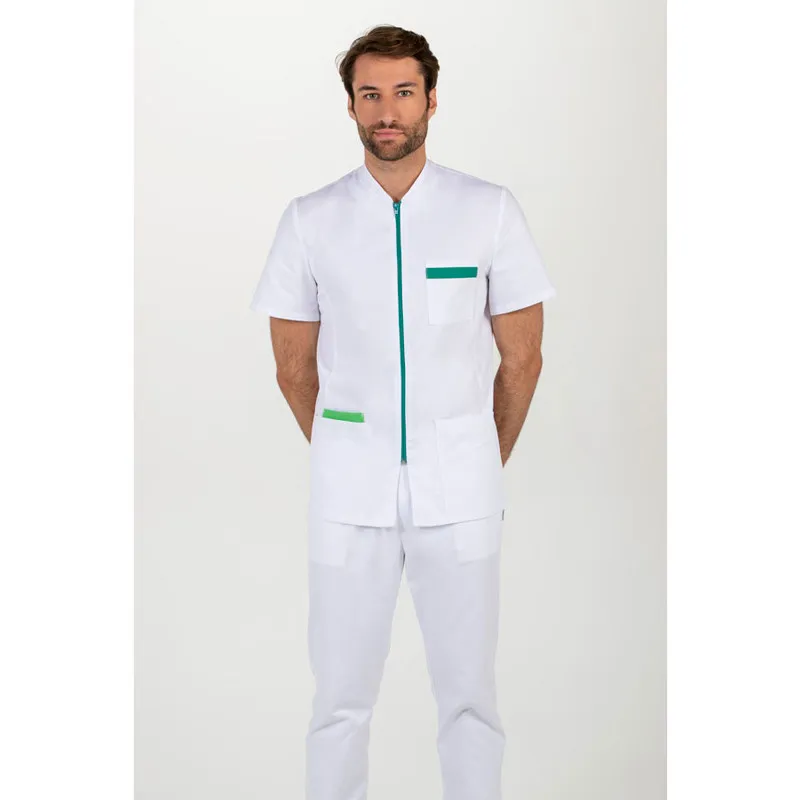 CHAQUETA LABORAL HOMBRE MANGA CORTA CONTRASTE VERDE  DYNEKE