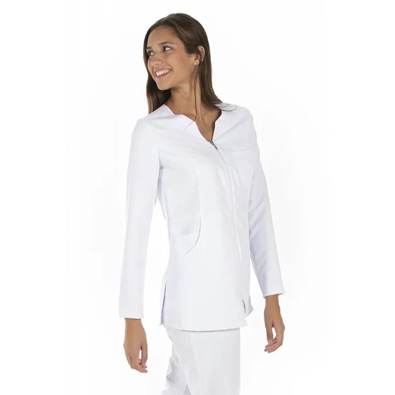 CHAQUETA LABORAL MICROFIBRA DE MUJER MANGA LARGA BLANCA  DYNEKE