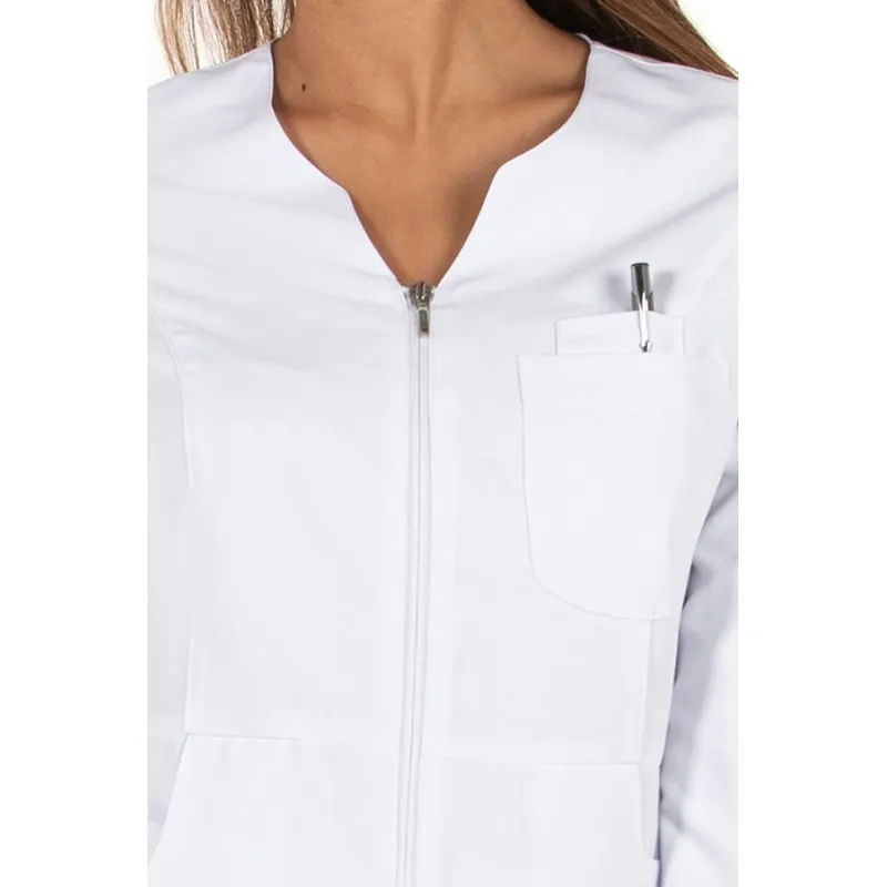 CHAQUETA LABORAL MICROFIBRA DE MUJER MANGA LARGA BLANCA  DYNEKE