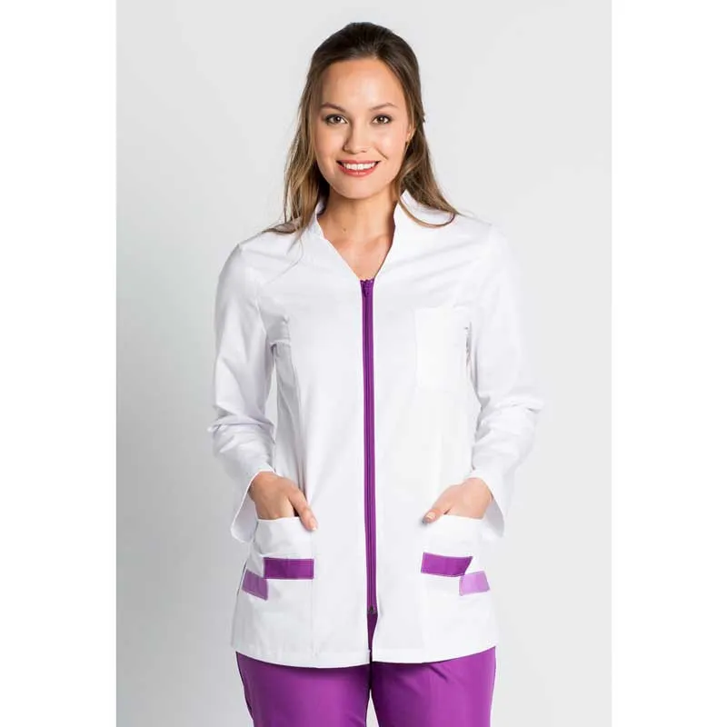 CHAQUETA MUJER FARMACIA CONTRASTE MORADO DE MANGA LARGA  DYNEKE
