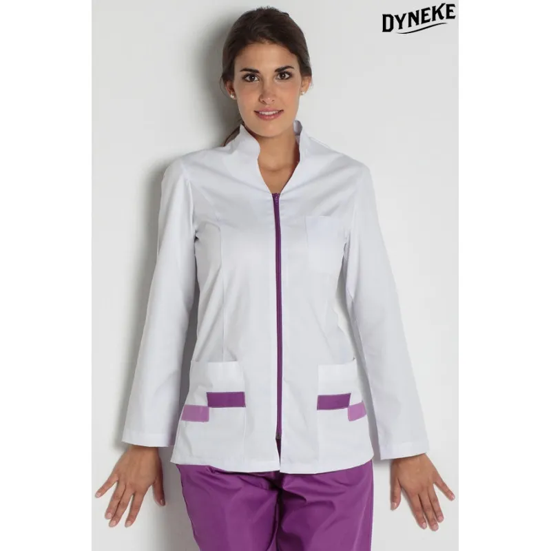 CHAQUETA MUJER FARMACIA CONTRASTE MORADO DE MANGA LARGA  DYNEKE