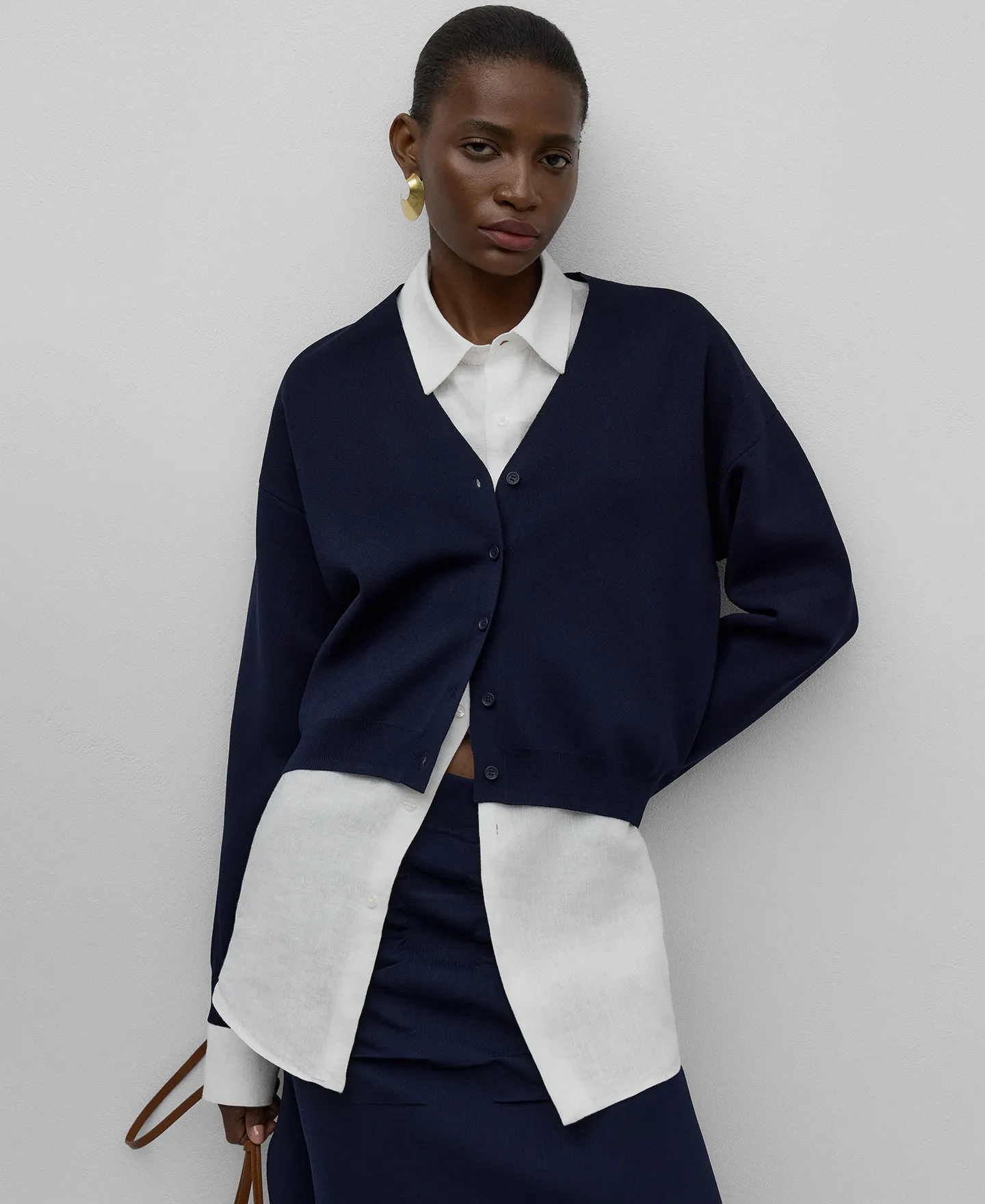 Chaqueta punto goma azul marino mujer