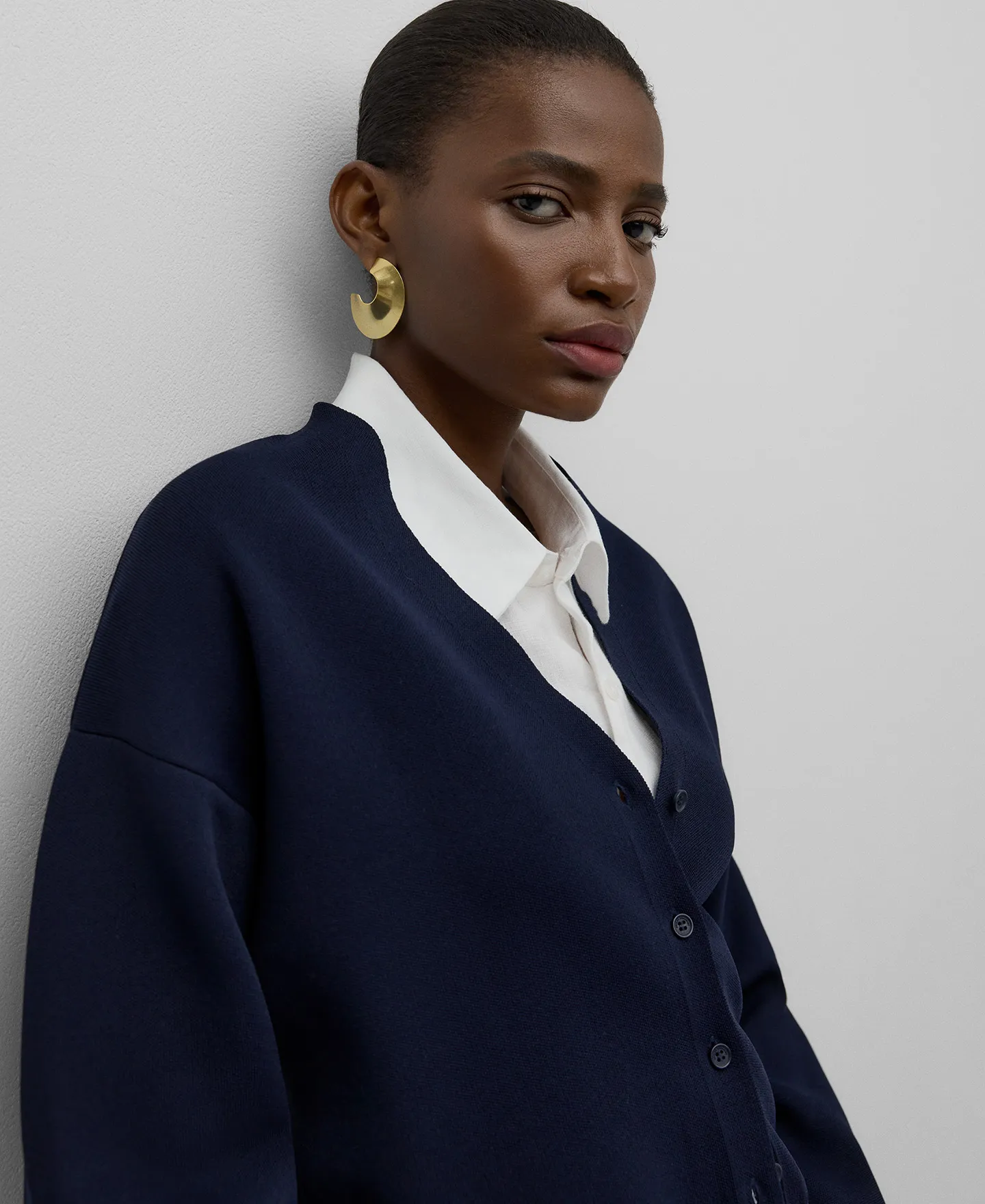 Chaqueta punto goma azul marino mujer