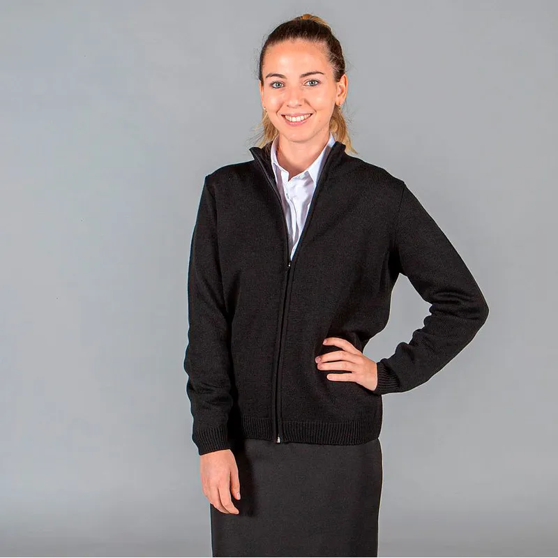 CHAQUETA PUNTO GRUESO NEGRA DE MUJER CON CREMALLERA  GARY'S
