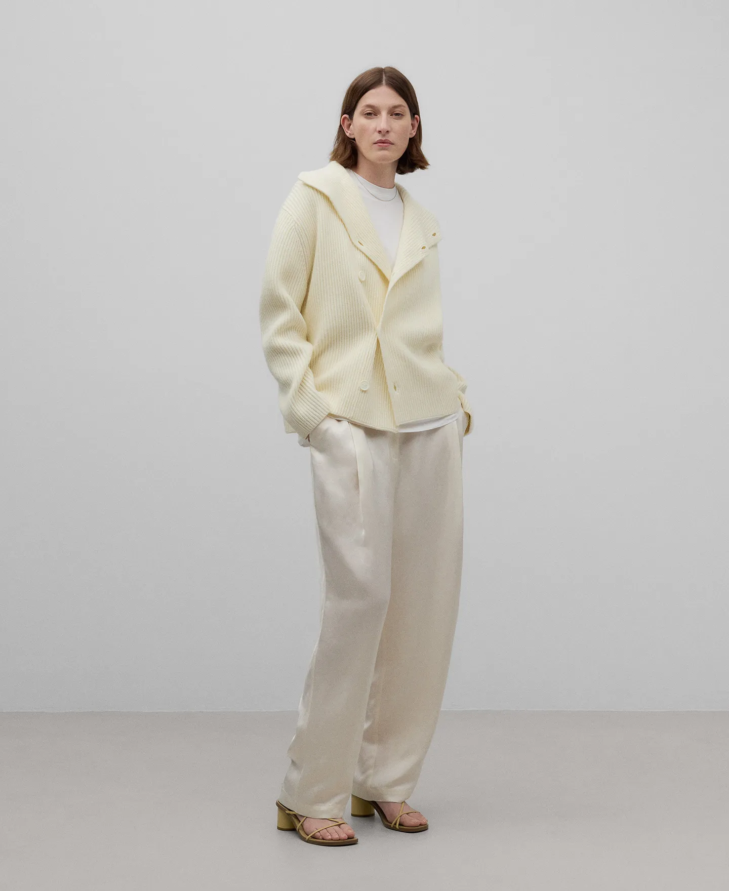 Chaqueta punto perlado lana merino mujer