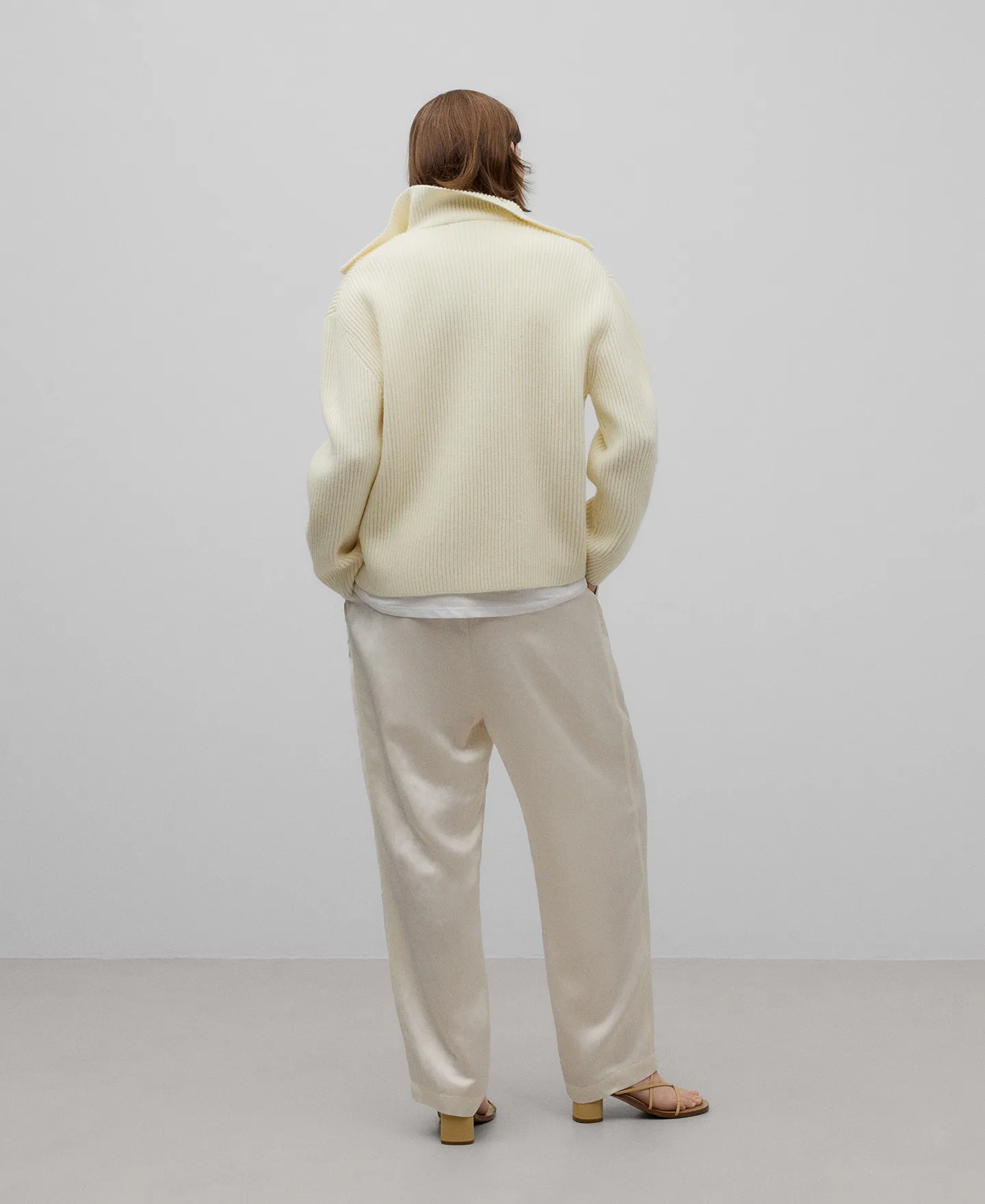 Chaqueta punto perlado lana merino mujer
