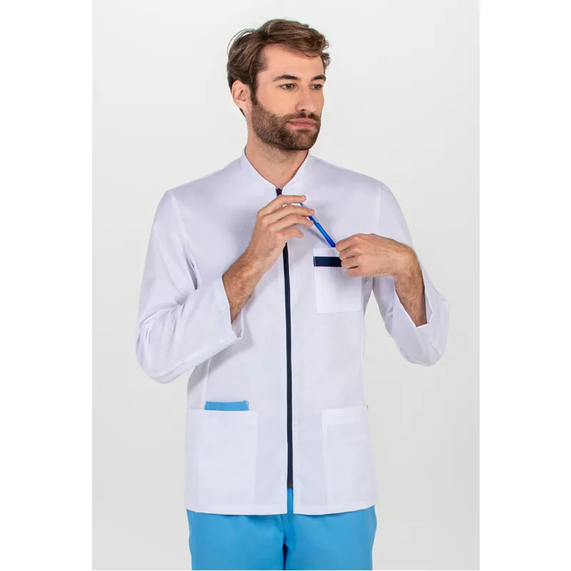 CHAQUETA SANIDAD MANGA LARGA CONTRASTE AZUL  DYNEKE
