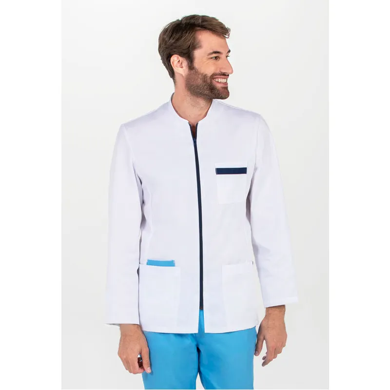 CHAQUETA SANIDAD MANGA LARGA CONTRASTE AZUL  DYNEKE