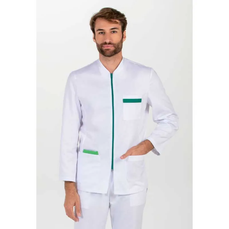 CHAQUETA SANIDAD MANGA LARGA CONTRASTE VERDE  DYNEKE