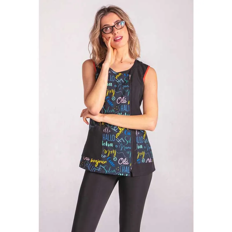 CHAQUETA SIN MANGAS ESTAMPADO SALUDOS  DYNEKE