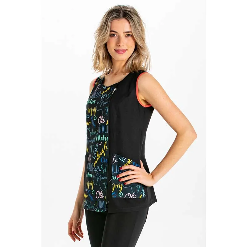CHAQUETA SIN MANGAS ESTAMPADO SALUDOS  DYNEKE