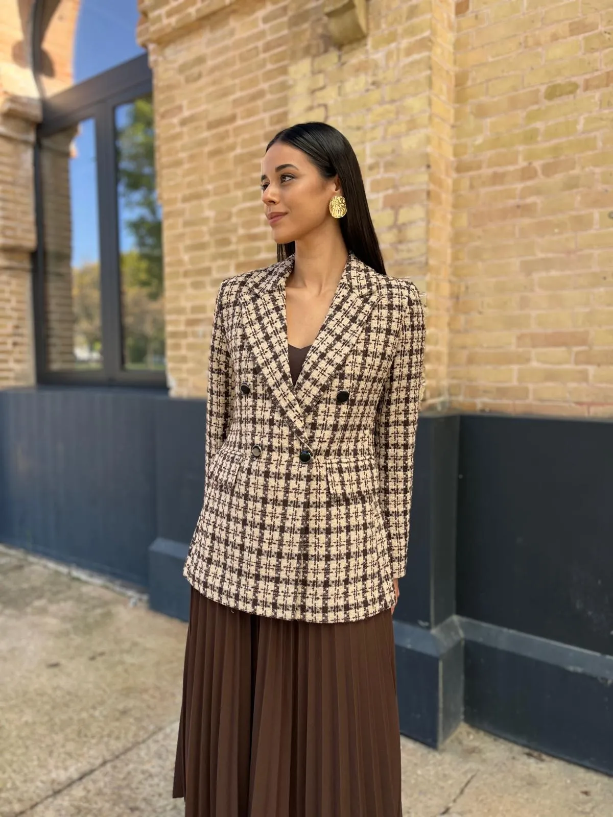 Chaqueta Tweed Marrón