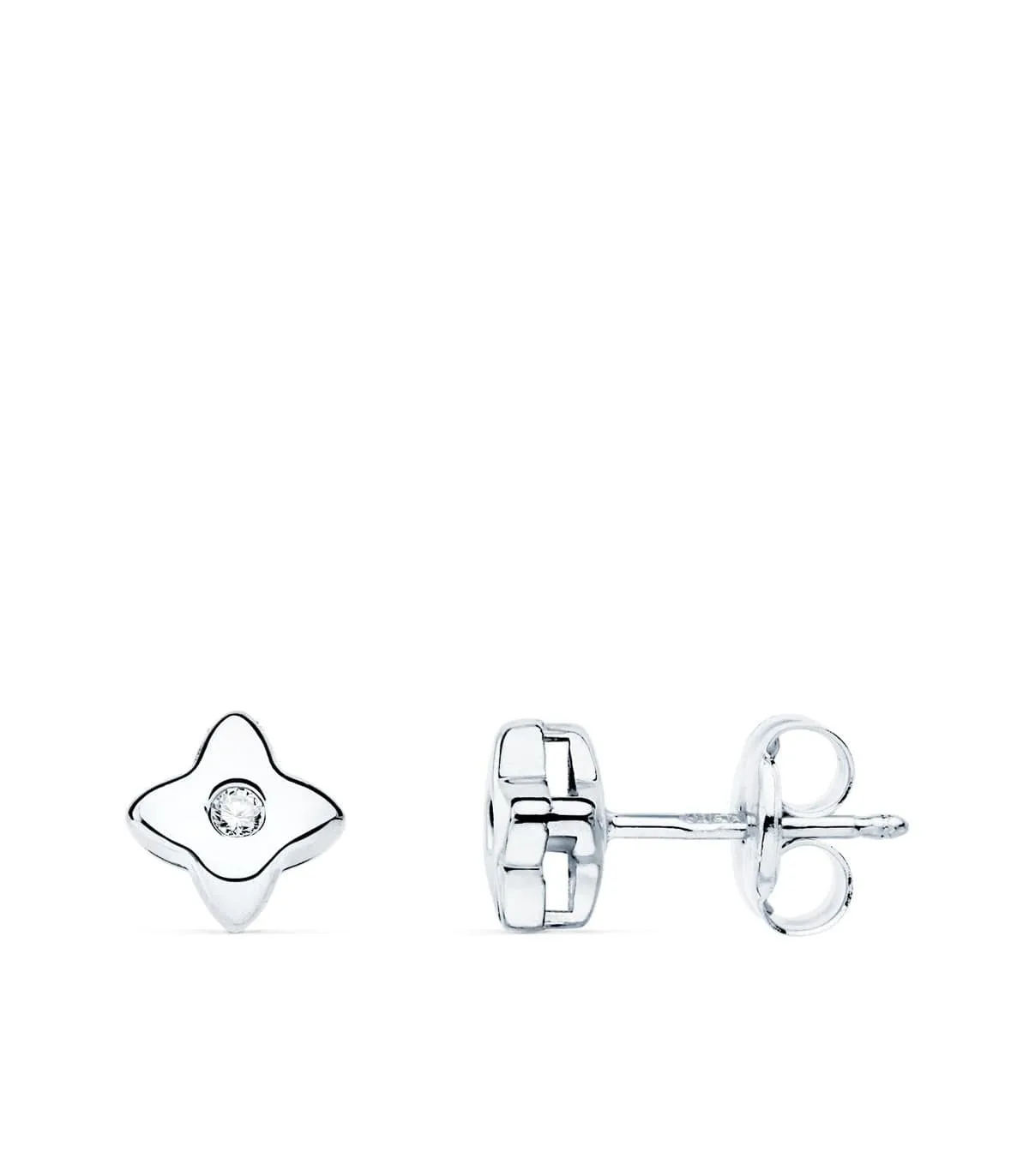 Clous d'oreilles Étoile Diamants 0.030 Ct. Or Blanc 18K