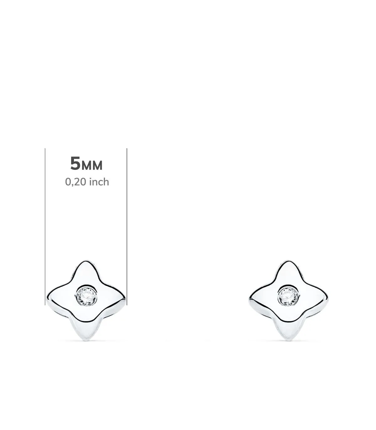Clous d'oreilles Étoile Diamants 0.030 Ct. Or Blanc 18K