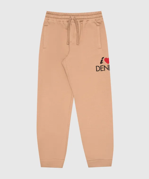 Dolce&Gabbana Children's brown sports pants with embroidery
