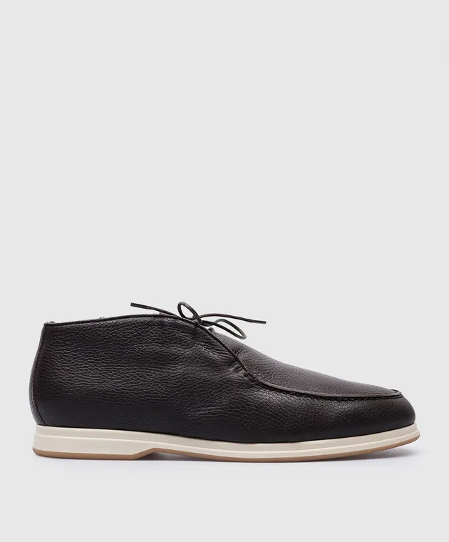 Enrico Mandelli Brown leather deserts on fur