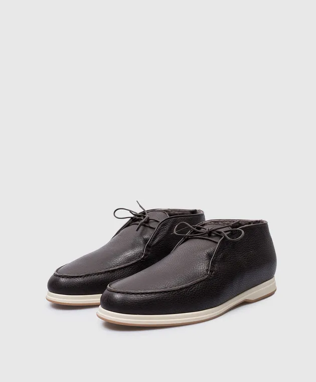 Enrico Mandelli Brown leather deserts on fur