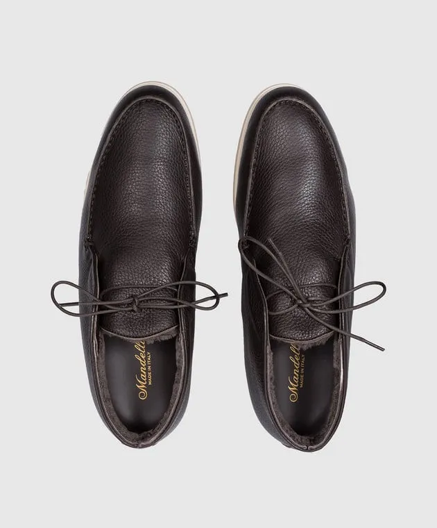 Enrico Mandelli Brown leather deserts on fur