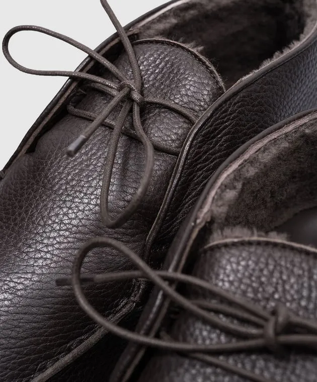 Enrico Mandelli Brown leather deserts on fur